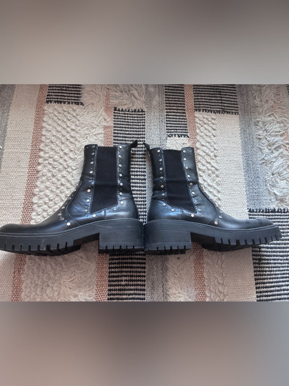 Zara sz 37 Black Studded Chelsea Combat Boots - Women